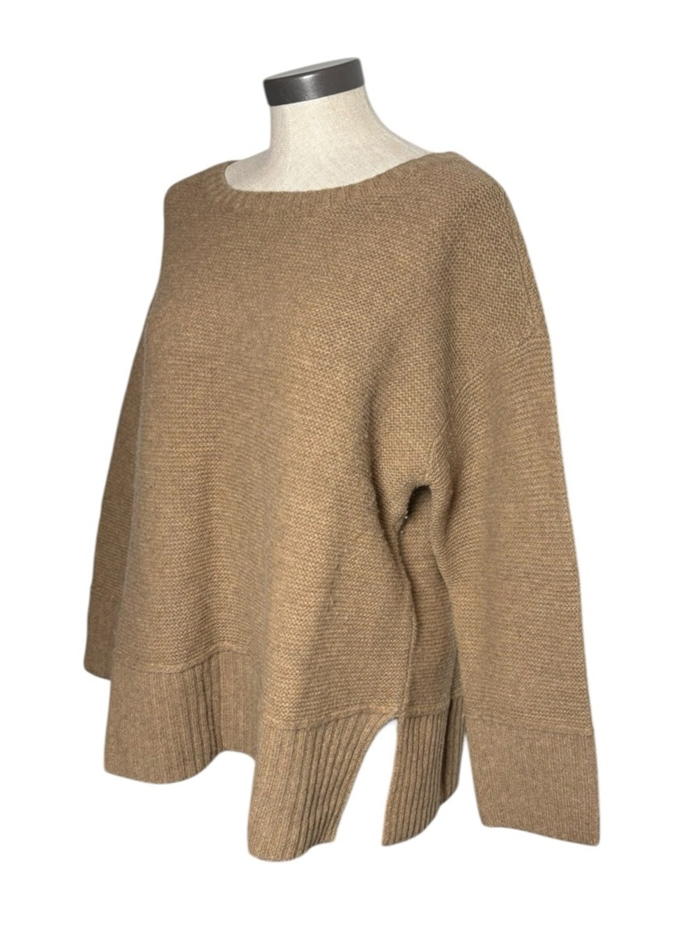 J.Jill Brown Tan Wool Blend Oversized Sweater Cozy Minimalist Large - Picture 2 of 6